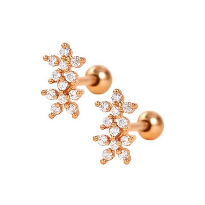 Classic Style Dubbele Bloemen Ball Back Flat Back 925 Sterling zilveren oorbellen voor meisjes