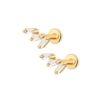 Triple White Cubic Zircon met draad Flat Back 925 Sterling zilveren oorbellen Express verzending