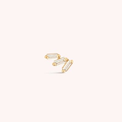 Triple White Cubic Zircon met draad Flat Back 925 Sterling zilveren oorbellen Express verzending