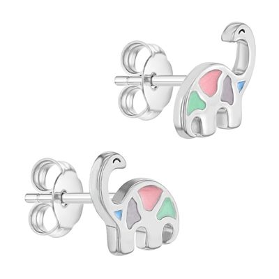 Multicolore glazuur Dinosaurus stud oorbellen 925 Sterling zilver voor kleine meisjes