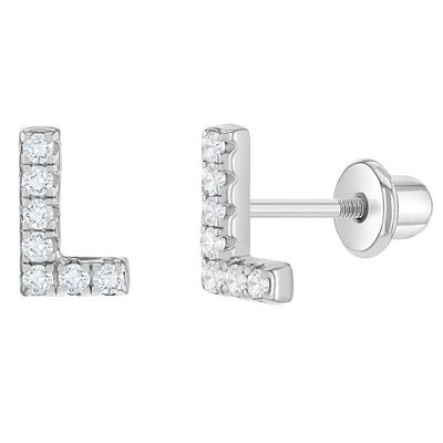 Witte CZ Letter Stud Ohrringe Micron Pave Custom Letter Ohrringe