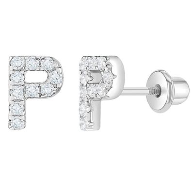 Witte CZ Letter Stud Ohrringe Micron Pave Custom Letter Ohrringe