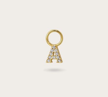 Logo 925 en aangepaste Mini 18K Gold Initial Charm 925 Sterling Silver Persoonlijke Hanger
