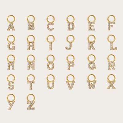 Logo 925 en aangepaste Mini 18K Gold Initial Charm 925 Sterling Silver Persoonlijke Hanger