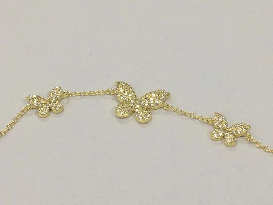 14k goud triple vlinder ketting armband helder CZ zilver ketting armband 925