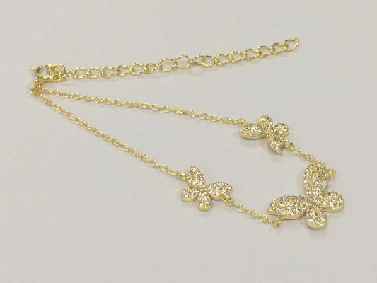 14k goud triple vlinder ketting armband helder CZ zilver ketting armband 925