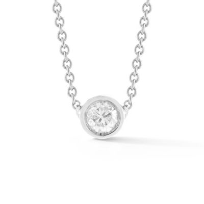Eenvoudig 925 Sterling zilver Solitaire Diamant CZ halsketting in 7mm/10mm/15mm Steengrootte