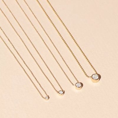 Eenvoudig 925 Sterling zilver Solitaire Diamant CZ halsketting in 7mm/10mm/15mm Steengrootte