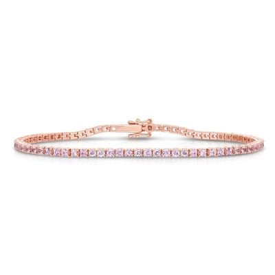 925 Sterling Zilver Klassieke 2mm Rose Roze Pave Zirkonia Tennisarmband voor Meisje