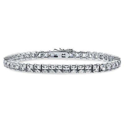 Unisex handgemaakte 18k goud hip hop ijzige vierkant gesneden diamant CZ 925 sterling zilver stapel tennis armband