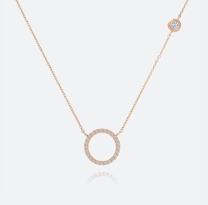 Goud geplatte S925 Zilveren cirkel hanger CZ ketting voor vrouwen 925 Sterling zilver