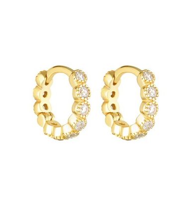 18K goud geplatte baby smaragd CZ Huggie oorbellen voor meisjes alledaagse sieraden