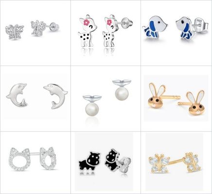 Mooi, trendy, roze bloemen-glazuur, schroef-achterhoorn, schattig 925 sterling zilver ontwerp.