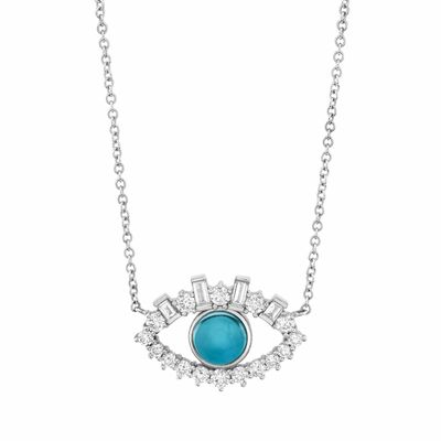 18K goud geplatte baguette kubische zircon 925 sterling zilver vrouwelijke slechte oog ketting