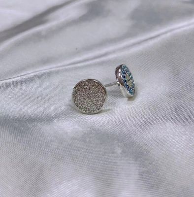 ZIRCON Circle 18K Goud geplatte handgemaakte Micron Pave CZ Oog Turkije Design Stud oorbel 925 Sterling zilver