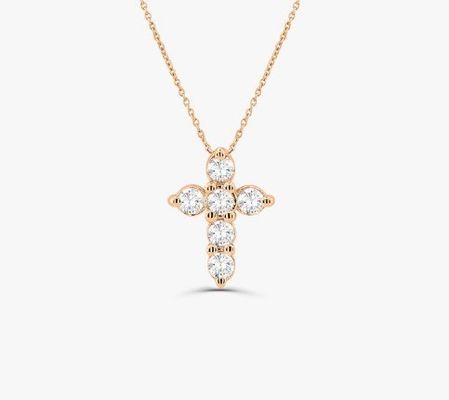 Druzy Stone Diamant Kruis Halsketting Ronde Briljante Snijding 925 Zilveren Kruis Hanger