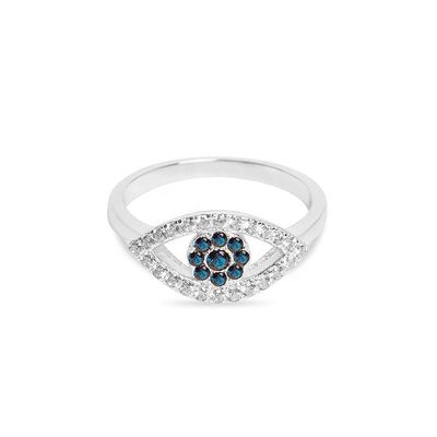 Gepersonaliseerde grootte 925 Sterling zilver gesneden Pave ingelegde oogring met 18K goud