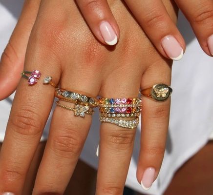 925 Sterling zilveren damesring met handgemaakte 18k goud geplatte bal en Marquise Butterfly