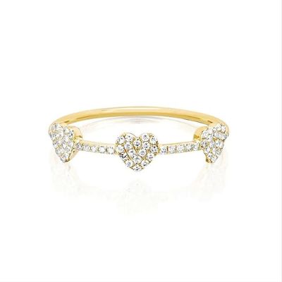 18K goud geplatte 925 Sterling zilver drie Micro Pave Heart Ring voor vrouwen en elegante