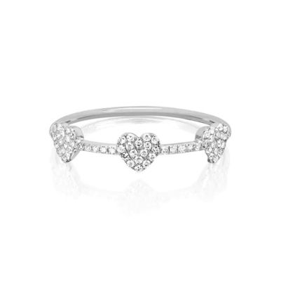 18K goud geplatte 925 Sterling zilver drie Micro Pave Heart Ring voor vrouwen en elegante