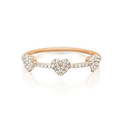 18K goud geplatte 925 Sterling zilver drie Micro Pave Heart Ring voor vrouwen en elegante