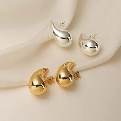 Gepersonaliseerd Logo 18K Goud Geplatte Teardrop Hollow Stud oorbel voor meisjes Juwelenfeest