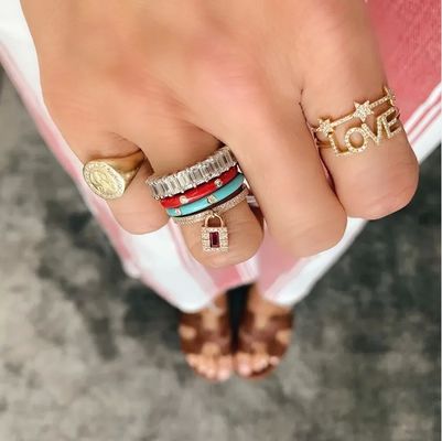 18K goud geplatte zilver CZ ster verklaring ringen voor vrouwen Micro Pave Setting gecertificeerd