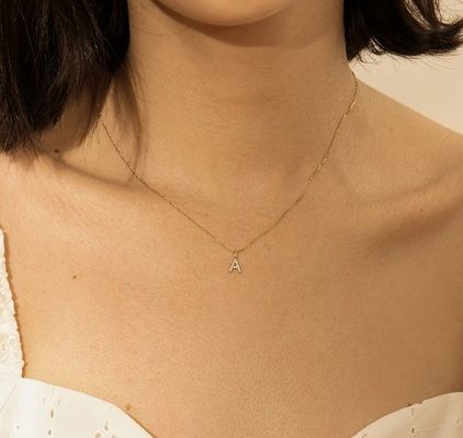 Nickelvrije 925 Sterling Silver Letter Een Diamant Charm Ketting Populaire Initiële Charm