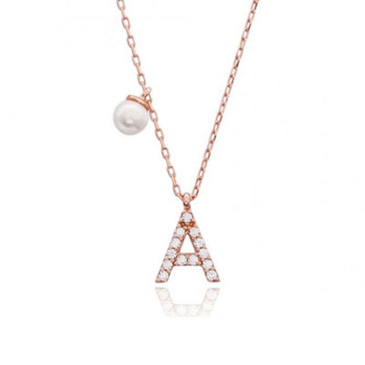 Nickelvrije 925 Sterling Silver Letter Een Diamant Charm Ketting Populaire Initiële Charm