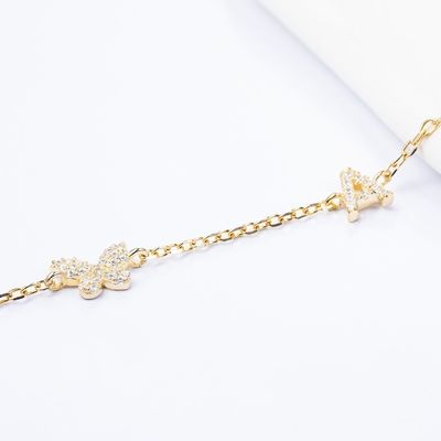 Halsketting Mini 18K Goud Wit Micron Pave CZ Butterfly 925 Sterling zilveren hanger