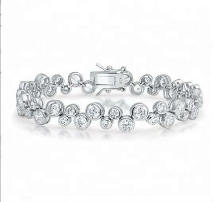 925 Sterling zilveren tennisarmband met witte CZ steen en bezel optie
