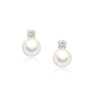 Kinders Juwelen Pearl Drop oorbellen met schroef terug en wit CZ in 925 Sterling zilver