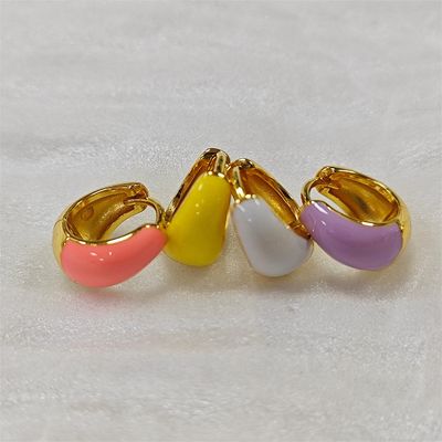 Fijne sieraden Bold Dome Emaille Huggie 925 Zilveren oorbellen