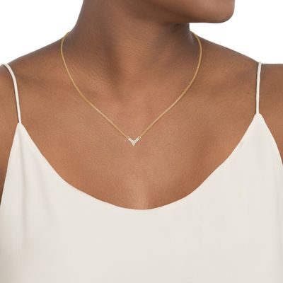 18K goud geplatte V-vormige sieraden voor vrouwen 925 Sterling zilveren ketting