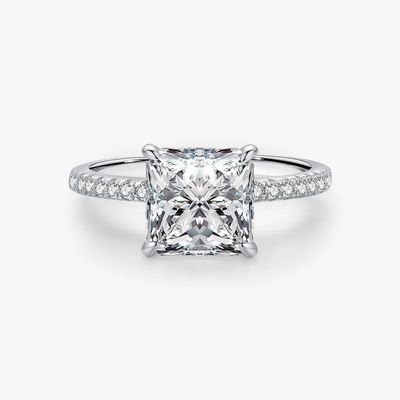 Elegante handgemaakte witte ijsknipsel vierkante 925 sterling zilveren trouwringen