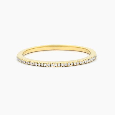 Hot Item 18K goud geplatte halve eeuwigheid stapelbare 925 Sterling zilver vrouwen band ring