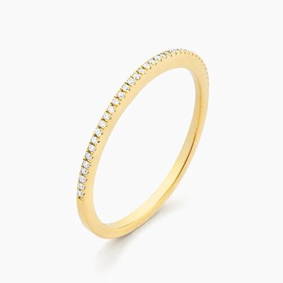 Hot Item 18K goud geplatte halve eeuwigheid stapelbare 925 Sterling zilver vrouwen band ring