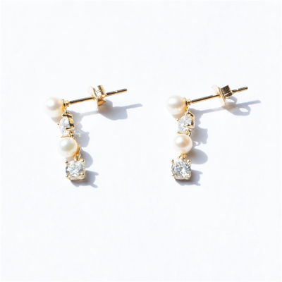 Witte CZ Pearl Drop Chain oorbellen voor verfijnde dames 925 Sterling zilver