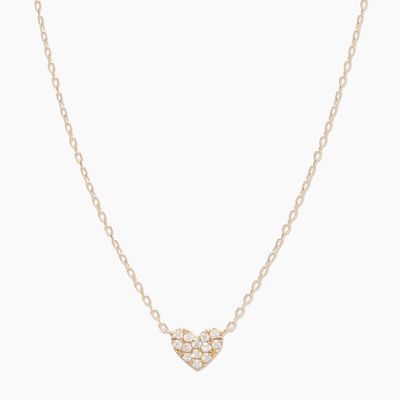 Heart Pave Wit CZ Dameslaag 925 Sterling zilveren halsketting