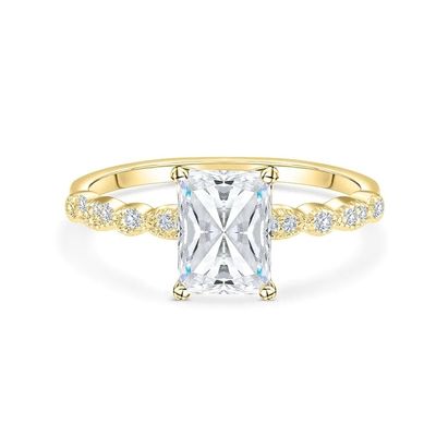 Vintage handgemaakte 18K goud baguette gesneden steen verlovingsring Vintage stijl voor vrouwen