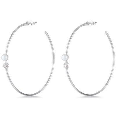 925 Sterling zilveren hoop oorbellen 4 mm-4,5 mm zoetwater parel oorbellen