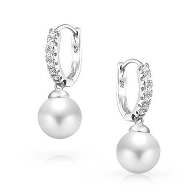 10mm Pearl Cubic Zirconia Dangle oorbellen OEM CZ Dangle Drop oorbellen