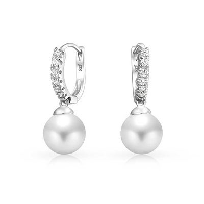 10mm Pearl Cubic Zirconia Dangle oorbellen OEM CZ Dangle Drop oorbellen