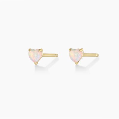 Opal Heart Stud oorbellen 925 Sterling zilver fijn 18K verguld