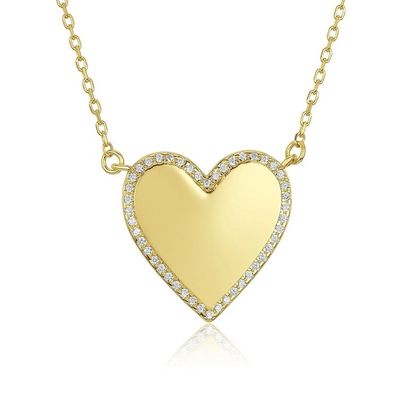 Witte CZ Hart Ketting 16" Gepersonaliseerde Liefde Hart Ketting