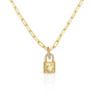 18K gouden medaillon hanger Pave witte CZ Link keten ketting ketting voor verloving