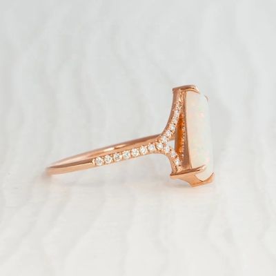 Baguette gesneden opalen sneeuwbaan ring maat 4 maat 10 925 Sterling zilver ring