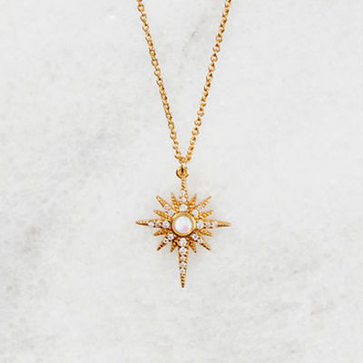 Opal goud geplatte Starburst hanger ketting 925 Starburst ketting zilver