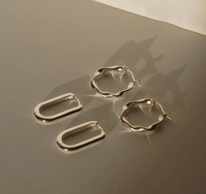 Custom mode oorbellen dik 18 goud geplatte golf roestvrijstalen hoepels