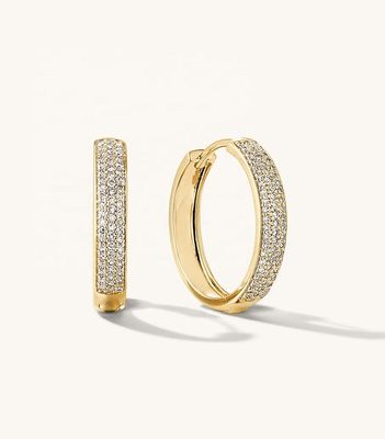 18K goud geplatte Micron Pave Huggies 925 Sterling zilveren vrouwelijke oorbellen